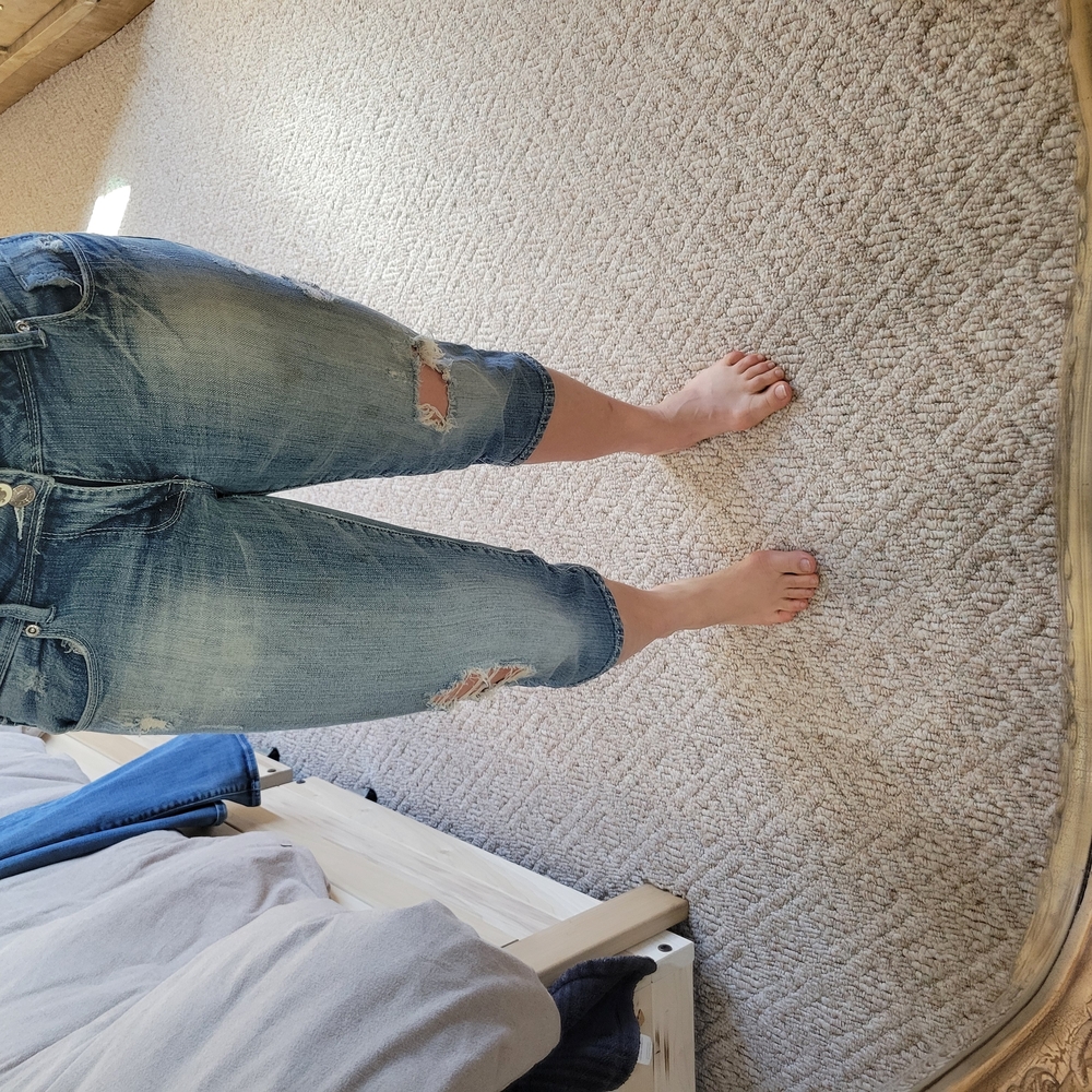 Women's Distressed Blue Jeans